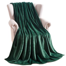 TASTHROW Cuddly Blanket, Soft Fleece Blanket, Sofa Throw, Soft and Warm Bedspread, Living Room Blanket, Couch Blanket (Dark Green, 130 x 180 cm)
