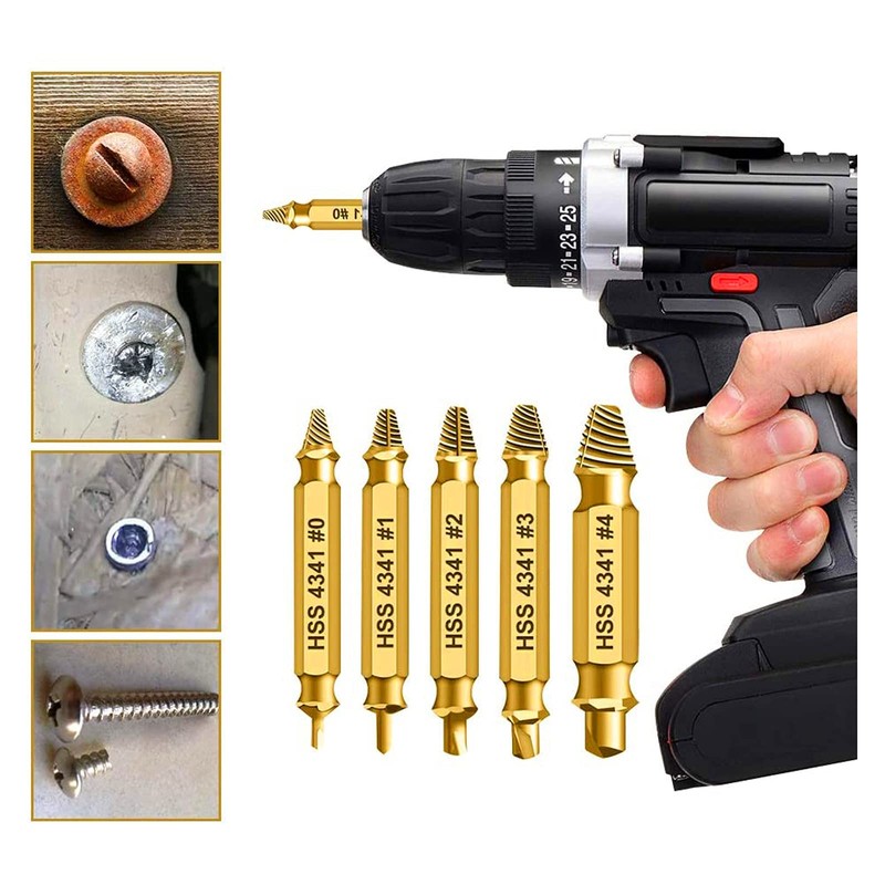 5pcs HSS 4341 Steel M3-M18 Damaged Screw Extractor Set Hex