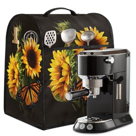 Kitchen Aid - Funda mezcladora de mariposa, girasol, color negro, se adapta a todos los modelos de cabezal inclinable y elevador, 6-8 cuartos de galón con bolsillos para cafetera, tostador