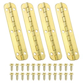 PATIKIL Small Piano Hinge 2.6" x 0.6", 4 Pack Mini 180-Degree Jewelry Box Hinges with Screw for Jewellery Wooden Boxes, Gold