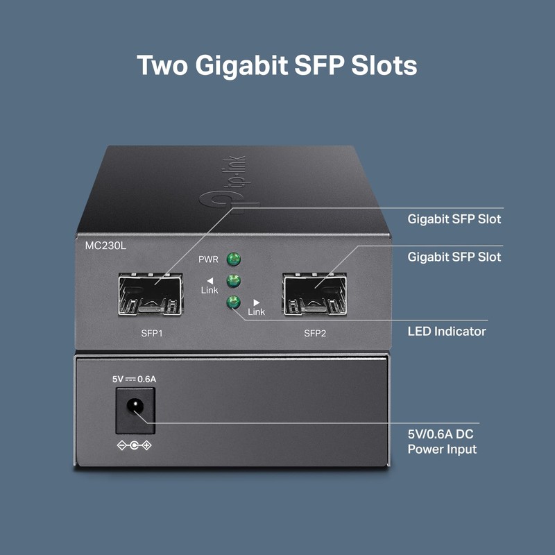 TP-Link MC230L | Gigabit SFP to SFP Fiber Media Converter