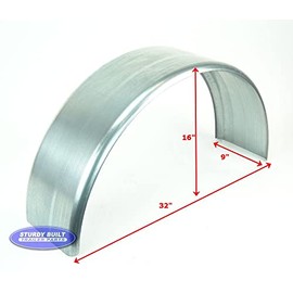 Galvanized Boat Trailer Fender Single Axle 9 x 31 1/2 x 16 1/4 in