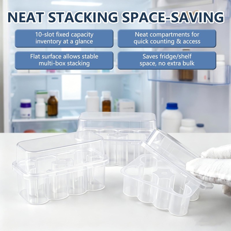 Hounyou 3Pcs Peptide Storage Case for Fridge, 10 Slots 3ml