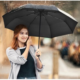 RONIARE 3 Packs Travel Umbrellas for rain Windproof Compact Umbrella Folding Small Strong and Portable Automatic Open and Close - Men and Women (Black+Blue+Brown)