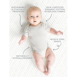 Colored Organics Unisex Newborn Organic Cotton Bodysuit - Short Sleeve Infant One Piece - Baby Boy and Girl Clothing - Afton Fish/Marino + Rain12-18M