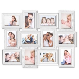 JERRY & MAGGIE - Photo Frame 20X27 White Finish PVC Picture Frame Selfie Gallery Collage Wall Hanging For 6x4 Photo - 12 Photo Sockets - Classic Loyalty Style - Wall Mounting Design