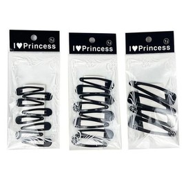 3-Piece Hair Clip Set: Large Snap Clips, Claw Clips & Square Snap Pins for Bangs & Stray Hairs Black Medium 3ea