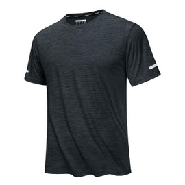 MAGCOMSEN Athletic Shirts for Men Short Sleeve Tshirts Lightweight Breathable Quick Dry Gym Crewneck Tee Black, L
