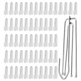 Pack of 60 Curtain Hooks Stainless Steel with 4 Prongs, Curtain Hooks, Metal Curtain Hooks, Curtain Hooks for Rails, Metal, Curtain Pleater Hooks for Window Curtains, Door Curtains and Shower Curtains