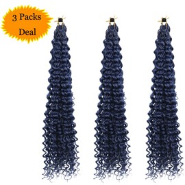 3X Passion Twist Crochet Braids Hair Pre-Separated Synthetic Curly Braiding Hair 24 Inch 3 Packs Pre-twisted Passion Twist Braiding Hair Pre Looped Crochet Braids for Black Women(24INCH,Dark Blue)