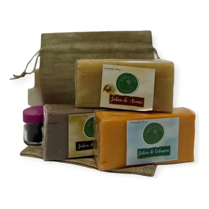 Pack x3 Jabón Artesanal HARAVERI 100g Baba Caracol Papaya Caléndula