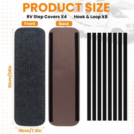 Velarionna RV Step Covers, 4 Pack RV Stair Covers, Camper Step Cover Stair Carpet Rug for Mobile Home, Camper(Size:24" x 7.5")