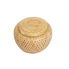 Handmade Woven Basket Tea Storage Jar,Round Rattan Box with Lid Rattan Storage Basket Box Food Storage Container,for Tea,Coffee,Candy