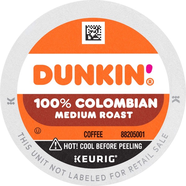 Dunkin' 100% Colombian Medium Roast Coffee, 10 K Cups for Keurig Coffee Makers (Packaging May Vary)