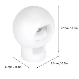 Yuecoom 300Pcs Cord Locks, Cord Lock Toggles, Single Hole Ball Shape Spring Clip Fastener Toggle Stoppers Buttons for Drawstrings, Rope, Shoelaces, Luggage(White)