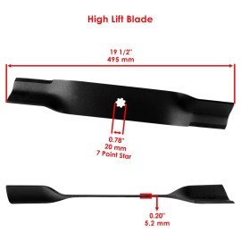 Caltric 19 1/2 inch 7 Point Star 38" Deck High Lift Blade For John Deere
