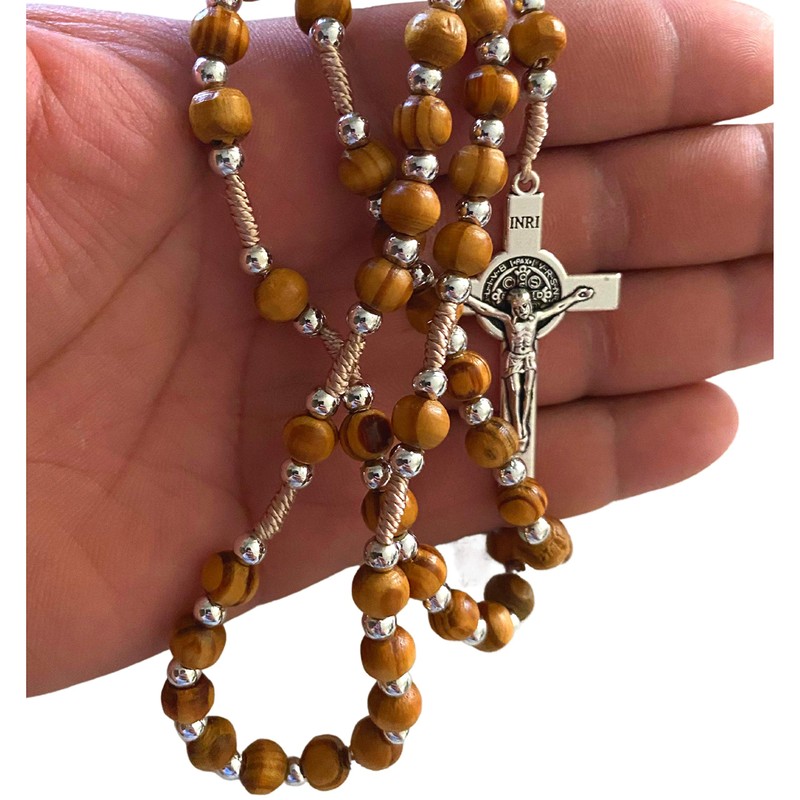 BJLA Handmade 9.6mm Wooden Beads and 5.5mm Silver coated beads