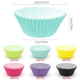 600 Pieces Cupcake Liners, Mini Muffin Liners Colorful Paper Baking Cups for Wedding Birthday Party (6 Styles Standard)