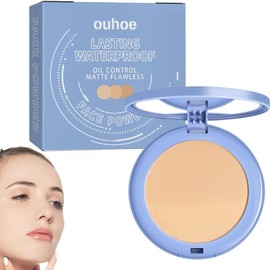 PAREKS Polvo Larga duración,Polvo Maquillaje prensado para Piel Sana Polvo Facial portátil para Mujeres y niñas Todo Tipo Piel