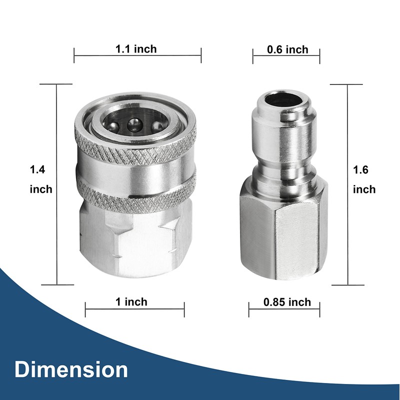 Raincovo Pressure Washer Quick Connect Fittings, 3/8 Inch Adapter Set,