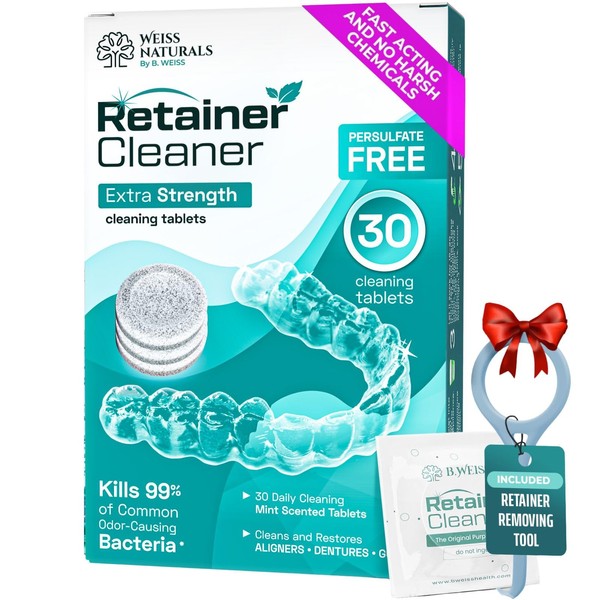 Weiss Naturals Retainer Cleaner Tablets, Invisalign Cleaner, Remove Stains, Odors