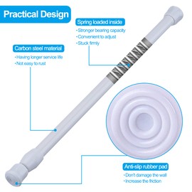 SIQUK 6 Pack Cupboard Bars Adjustable Spring Tension Rods White Refrigerator Bar Extendable Rod for DIY Projects, 15.7 to 28 Inches