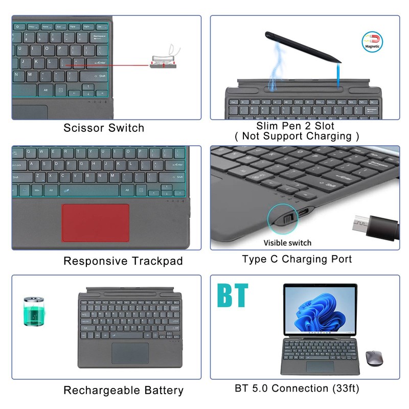Keyboard Backlit/Non-Backlit Compact Layout Long Battery Life Ergonomic Design Lightweight