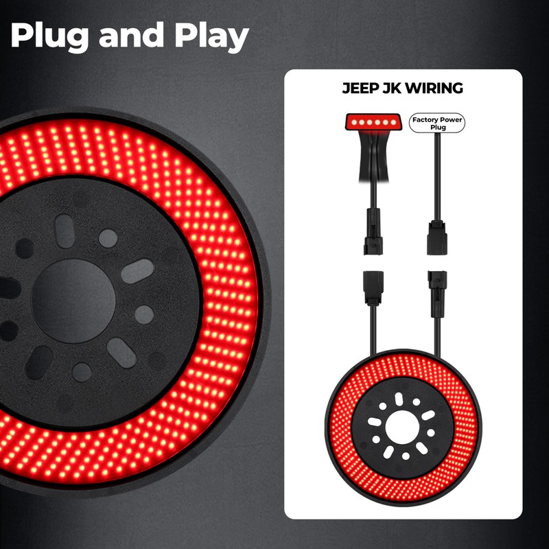 Auto Buero 6-Side Spare Tire Brake Light Compatible with Jeep