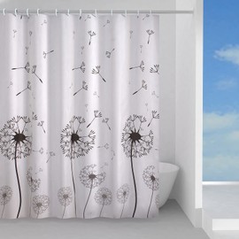 GEDY G-Desiderio Tenda Doccia, Tenda Doccia 240X200, Realizzata in PES, 100% Impermeabile, Finitura Bianco e Nero, Design R&S Gedy, Tenda per Doccia provvista di 12 Anelli, 2 Anni di Garanzia