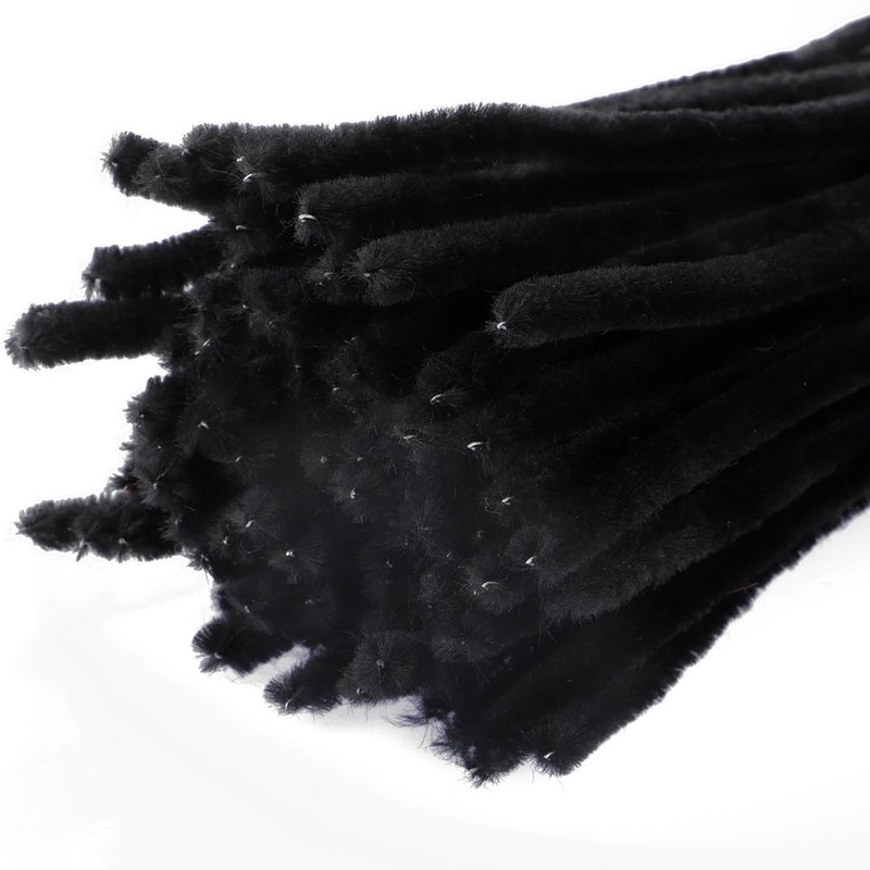Essentials By Leisure Arts Chenille Stems Black, 12 Inch 6mm,