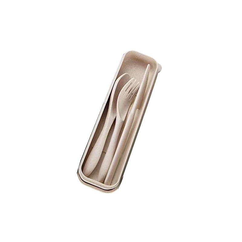 Juego de Utensilios de Viaje, Cubiertos de Paja de Trigo,