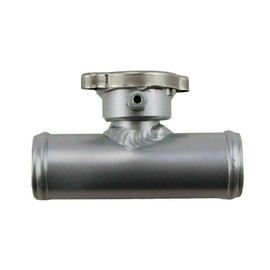 HCHCSPEED 38mm 1-1/2" Aluminum In Line Coolant Radiator Filler Neck Hose With Cap Silver
