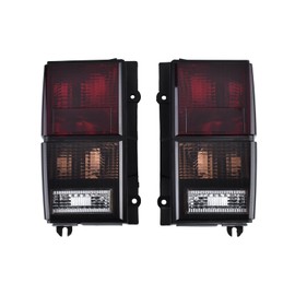 Azumka Fits for 84-96 XJ Tail Lights - Replacement Style Red/Black Smoke Lens Rear Tail Lamps Set (Left + Right) Compatible Fits for 1984-1996 Cherokee XJ CH2800105 + CH2801105