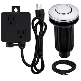 SINKINGDOM Garbage Disposal Sink Top Air Switch Kit with Long Button, Chrome(Brass cover)