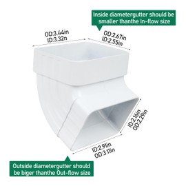 65° Gutter Elbow Roofing Gutter Downspout Elbow 2x3 White