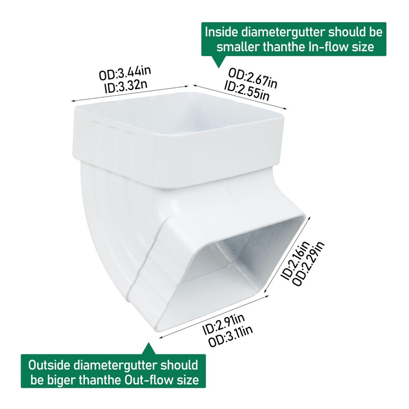 65° Gutter Elbow Roofing Gutter Downspout Elbow 2x3 White