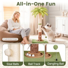 PurrSonic Cat Scratching Post for Indoor Large Kitten Scratch, 35" Tall