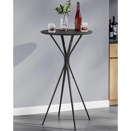 VASAGLE Bar Table, Round Cocktail Table, High Top Pub Bistro Table for Kitchen Dining, Home Bar, Living Room, 23.6 x 23.6 x 41.3 Inches, Metal Frame, Modern Style, Ink Black and Matte Black