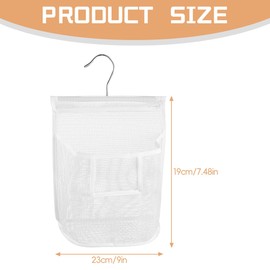 Lotsdonxia Hanging Mesh Toiletry Carrier Bag with Detachable Hook Waterproof Shower Organizer for Travel, Gym Camping Quick-Dry Black Wash Bag(White)