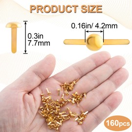 VARMDUKKE 160PCS Mini Brads Fasteners, 4.2 mm Metal Paper Clips for Crafts, Round Head Split Pins, Paper Brads, Paper Fasteners for Crafts - Gold