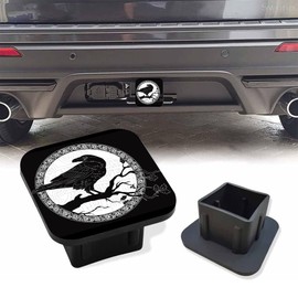 Sutmore Trailer Hitch Cover, Black Crow Stand on Oak Tree Branch Hitch Cover Rubber Towing Hitch Plug Covers, Square 2 Inch Receiver Tube Plug Cap for Trucks Cars SUVs