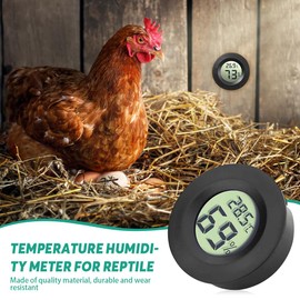 Riisoyu Pack of 3 Hygrometer Thermometer, LCD Monitor, Indoor Humidity Meter, Mini Digital Hygrometer, Thermometer, Room Thermometer, Hygrometer for Indoor, Office, Living Room, Black, Round