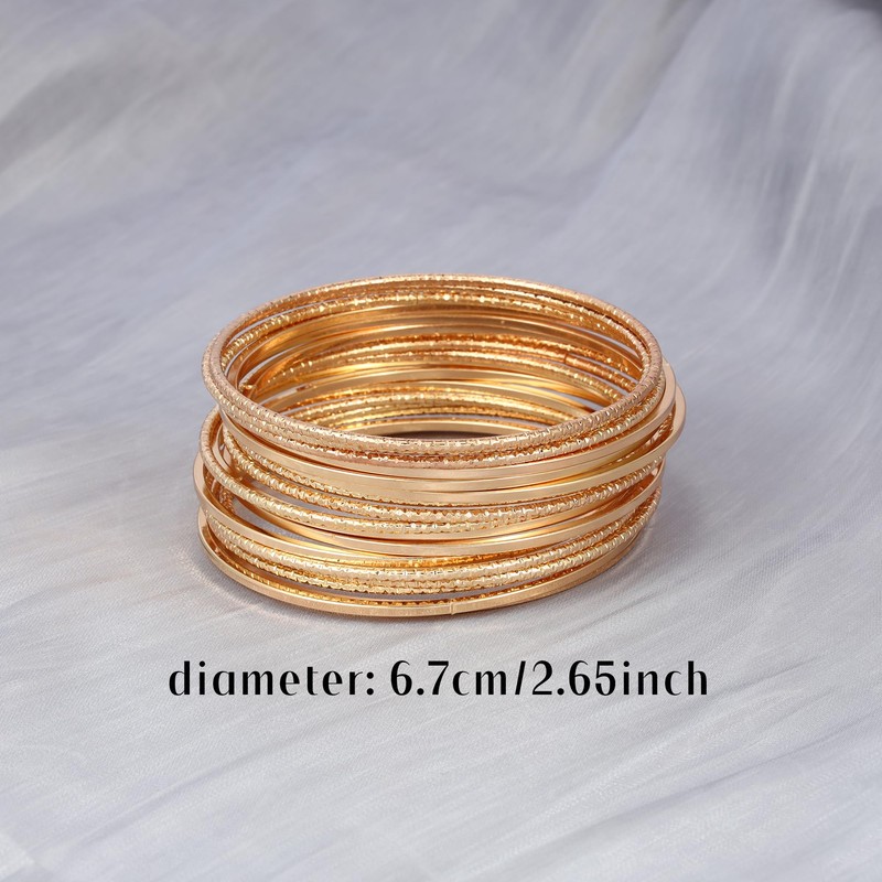 Manfnee Gold Bangle Bracelets for Women Multi Layer Stackable Textured