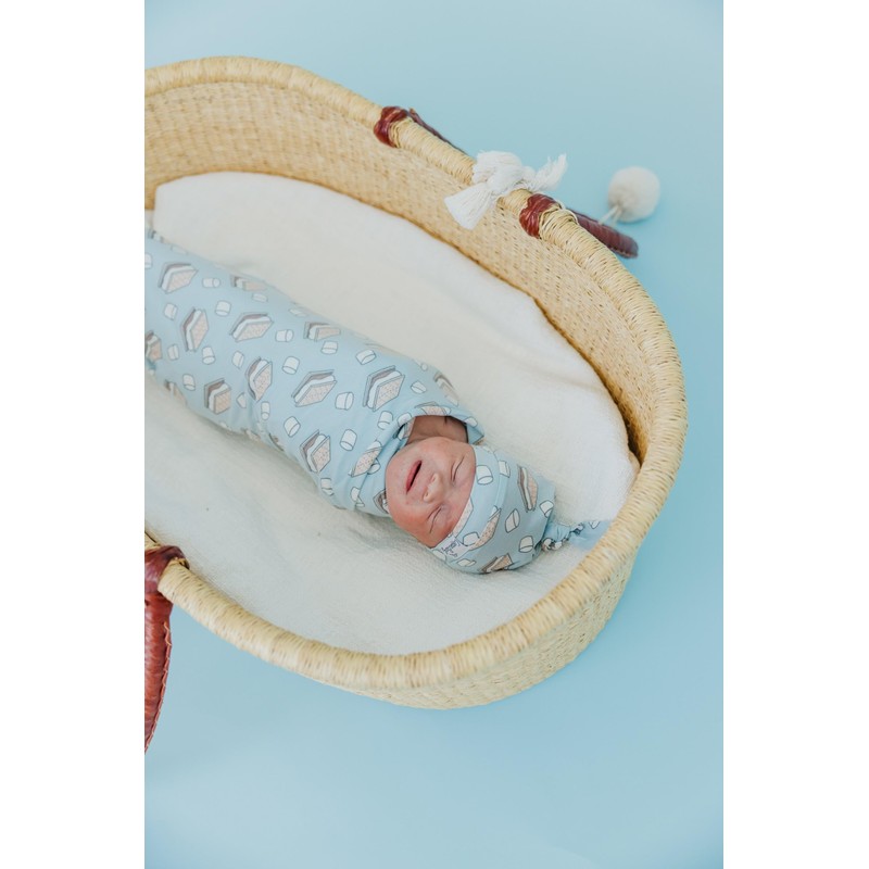 Copper Pearl Baby Beanie Hat Top Knot Stretchy Soft S'Mores