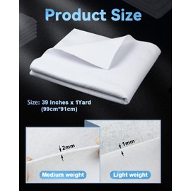 PLANTIONAL Iron-On Fusible Fleece Interfacing: Medium Weight One-Sided Loft Iron On Fusible Fleece White for Quilting Tote Bags and Home Decor(39 Inches x 1 Yard)