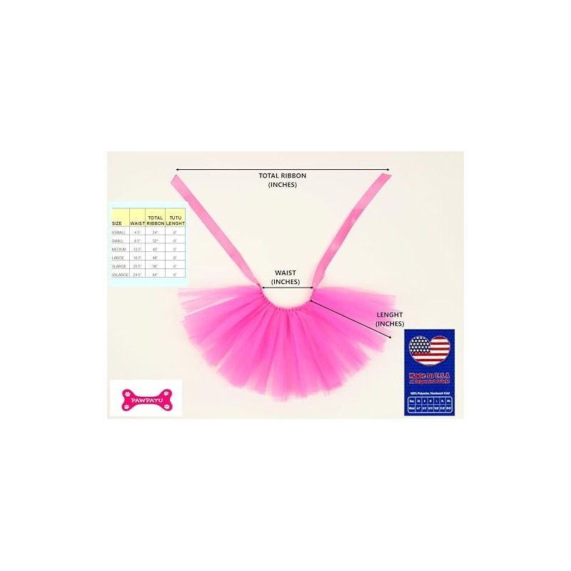 Handcrafted in USA Hotpink Tulle Tutu for Extra Small Dogs