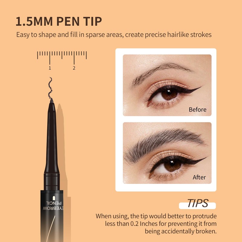 Music Flower eyebrow pencil,Dual-Ended Microfilling Eyebrow Pen, Liquid Eyebrow Pen