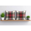 Plaid Cushion Covers 40x40cm, Scottish Tartan Red and White Wool