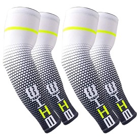 Bacophy - 2 pares de mangas de brazo con protección UV, protección solar para deportes, tatuaje, conducir, correr, Blanco, XX-Large