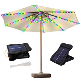 ZNYCYE Solar Umbrella Lights, 8 Strands Patio Umbrella Lights Outdoor with 8 Modes 3V Solar Panel Clip 112 Led Outdoor Waterproof for Beach Deck Garden Camping Tents Party Decoration(Multicolor)